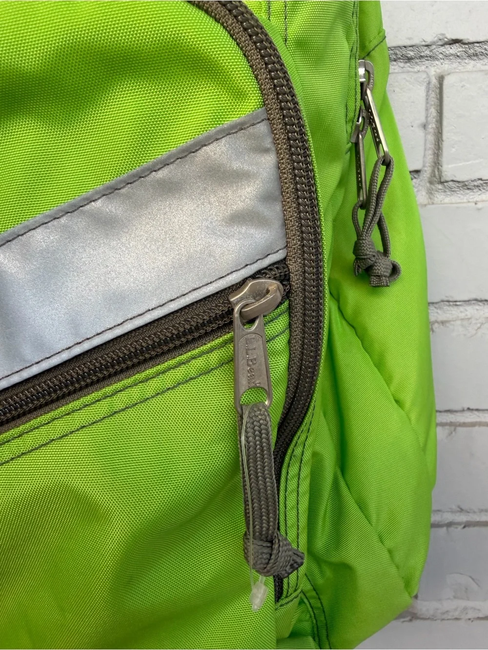 L.L.Bean Backpack Lime Green Reflective School Travel Daypack Tabarini 19”